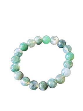 Green Moss Agate Beaded Bracelet for healing, growth and renewal